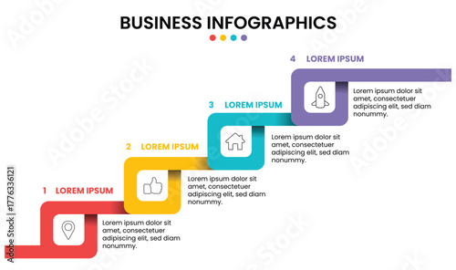 Business roadmap timeline infographic with 4 step. 4 step timeline infographics