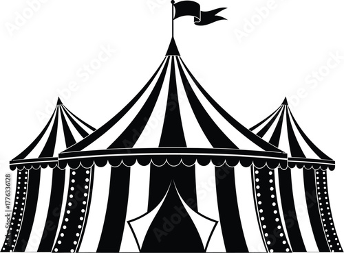 Vector illustration of a black and white circus tent design