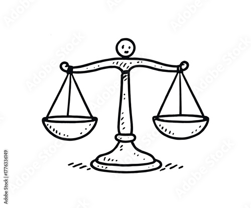 handdrawn cute doodle style balance vector line illustration