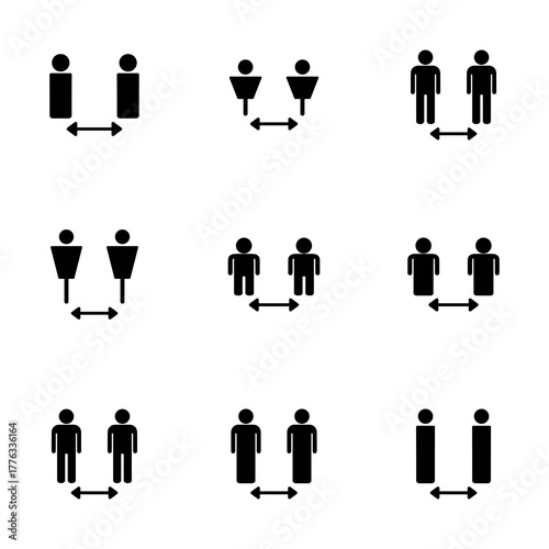 Social distancing icon vector isolated on white background. Keep distance sign. Coronavirus. Social Distancing and Self Quarantine.