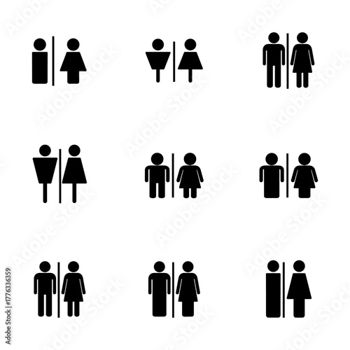 Toilet icon vector isolated on white background. Toilet sign. Man and woman restroom sign vector. Male and female icon