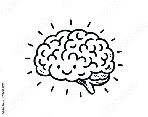 handdrawn cute doodle style mind vector line illustration
