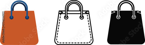 Shopping bag vector illustration set retail purchase design