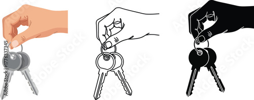 Hand holding keys vector illustration key ring house keys