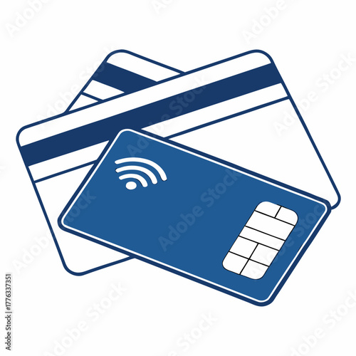 Modern credit cards with contactless payment and chip technology