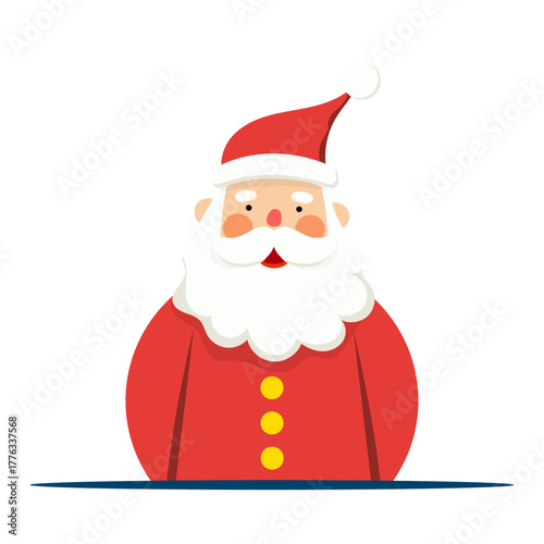 Cheerful santa abstract flat vector character in red clothes