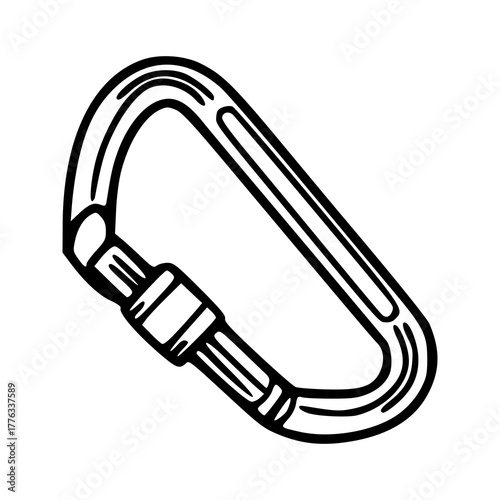 outline vector drawing of climbing safety hook equipment