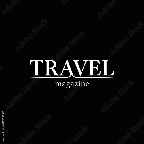 A minimalist logo featuring the word 'TRAVEL' in elegant white serif font with 'magazine' below it, set against a stark black background.