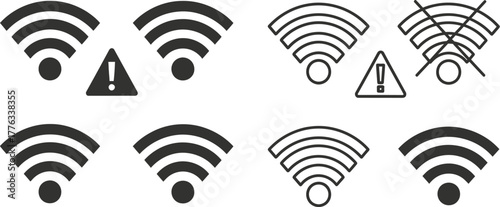 Vector wifi connection signal strength icons set illustration
