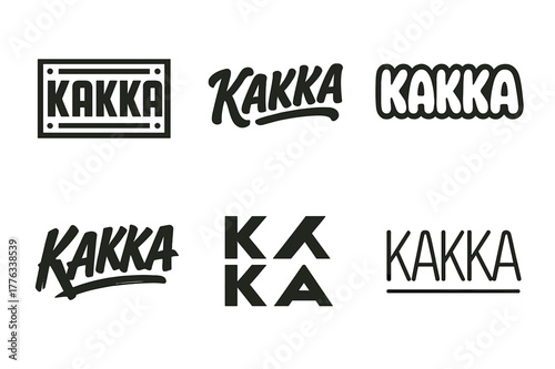 Kakka Emblem Variations. Emblem of Kakka. Set lettering. harmonious lettering variations of the same emblematic concept, each with different artistic