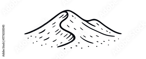 handdrawn cute doodle style sand dune crest vector line illustration