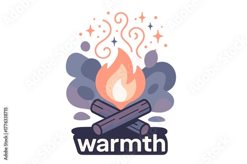 Campfire Sparks Animation. Campfire Sparks. Stylized campfire glows gently, with sparks floating upward in looping trails that fade into stars. Text reads