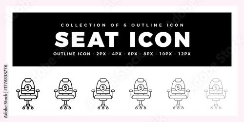 Pack of 6 Outline Vector Seat icon