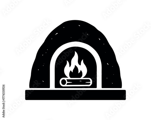 mud fire oven flat black solid vector illustration isolated on white background