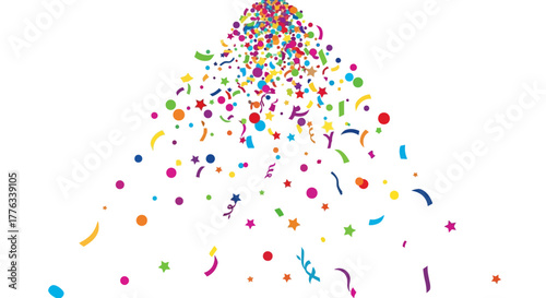 Colorful Confetti Burst Isolated on White Background for Celebration Party and Joyful Events