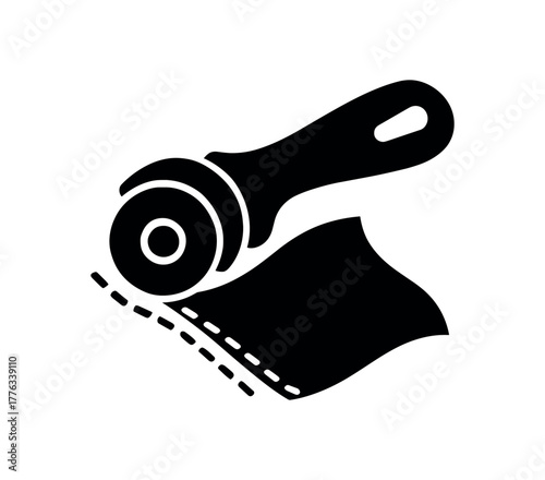 fabric seam edge cutter flat black solid vector illustration isolated on white background