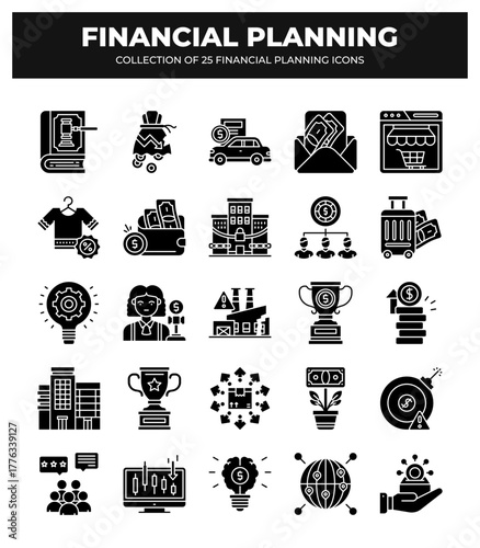 Financial Planning Icons: A Collection of 25 Essential Icons for Business and Finance