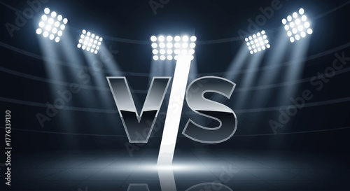 VS Battle Stage Confrontation and Competition Concept Stadium Lights Illustration