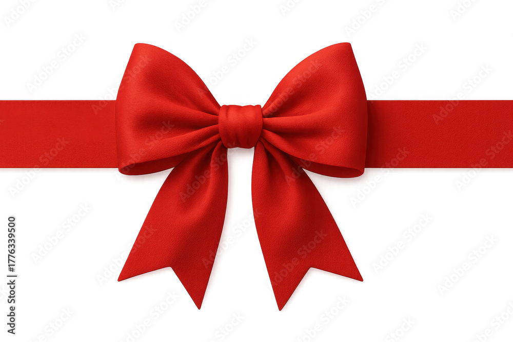 Fototapeta premium Red festive ribbon bow banding gift box for christmas, birthday, or valentine's day present, transparent background