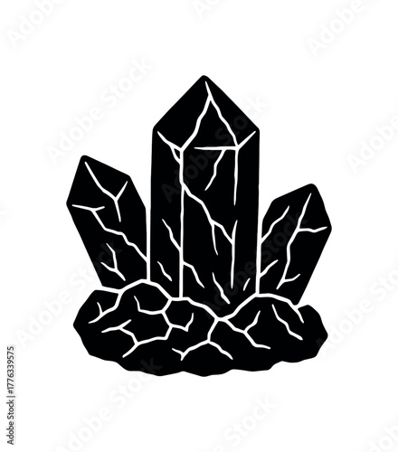 quartzite stone flat black solid vector illustration isolated on white background