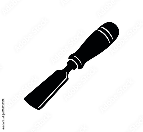 wood carving gouge flat black solid vector illustration isolated on white background