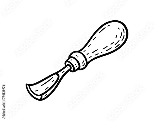 handdrawn cute doodle style wood carving gouge vector line illustration
