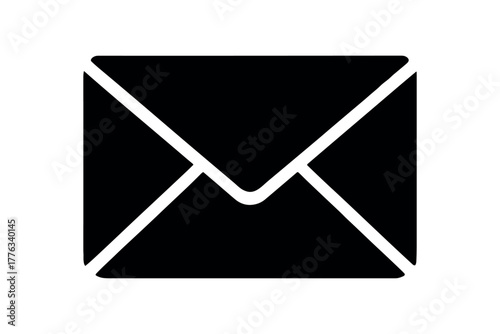 email envelope flat black solid vector illustration isolated on white background