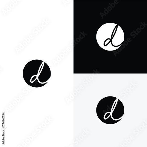 d circle initial monogram vector icon illustration