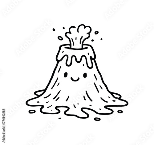 handdrawn cute doodle style lava tower vector line illustration
