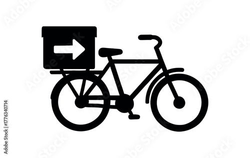 delivery bicycle flat black solid vector illustration isolated on white background