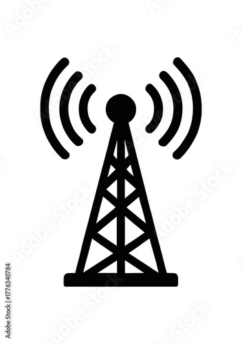 signal beacon mast flat black solid vector illustration isolated on white background