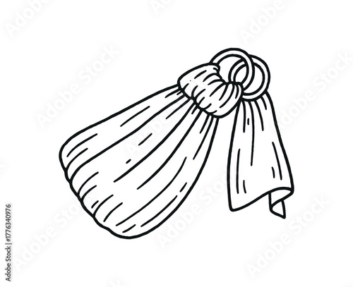 handdrawn cute doodle style ring sling throw vector line illustration