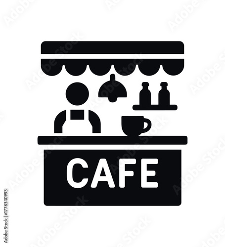 caf flat black solid vector illustration isolated on white background