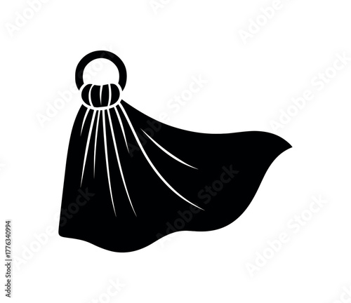 ring sling throw flat black solid vector illustration isolated on white background
