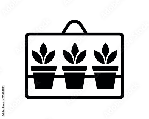 planter rack flat black solid vector illustration isolated on white background