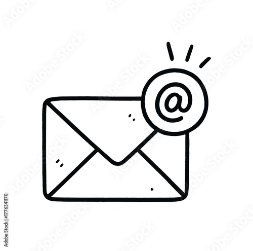 handdrawn cute doodle style email notification vector line illustration