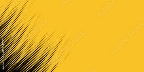 Yellow and black backdrop with dot halftone pattern element. Abstract brush grunge background. retro comic concept for your graphic design, banner or poster See Less