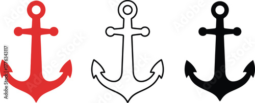 Anchor vector set nautical symbol marine sea travel illustration