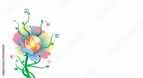 Abstract flower design with colorful petals, an illustration depicting imaginative growth and artistic expression.
