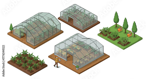 Isometric greenhouse farming modern techniques and sustainable practices