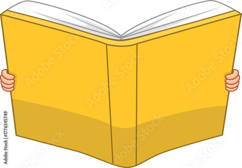 Book Illustration Vector Open Pages Empty Handheld Paper Blank Education Learning Story Reading Knowledge Classic Literature Novel Cover Graphic