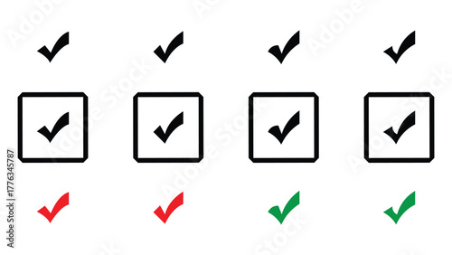 Check mark black color style sign and symbol, 