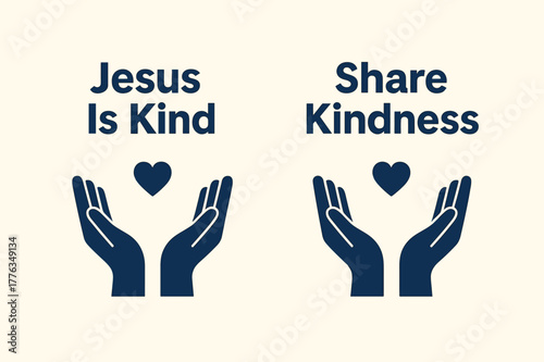 Kindness Banners. Kindness of Jesus. Two vertical A6 banners with safe margins, centered composition, no elements touching edges, flat vector design, ivory and