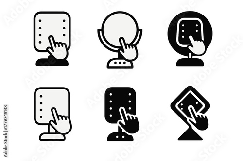 Vanity Mirror Icons. vanity mirror. Set Logo of vanity mirror: Smart touchscreen vanity mirror. Icon set. harmonious logo variations of the same emblematic