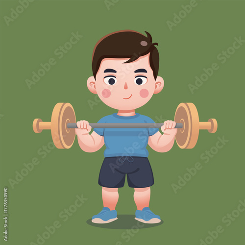 Boy Lifting Dumbbells Energetically