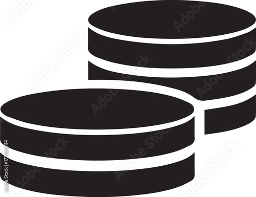 Stacked Coins Savings Icon, Black on White 