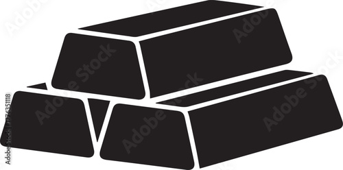 Gold Bullion Bars Investment Icon, Black on White 