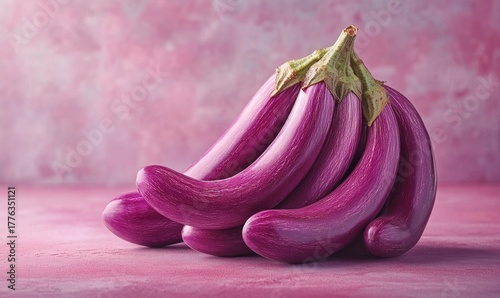 Healthy, natural eggplant displayed in a studio setting for farming, organic produce, and healthy living. This vibrant image promotes fresh, nutritious foods and highlights the benefits, Generative AI
