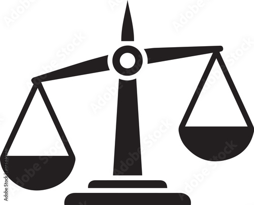 Balance Scales Justice Icon, Black on White 