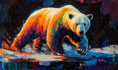 polar bear in the water, Generative AI